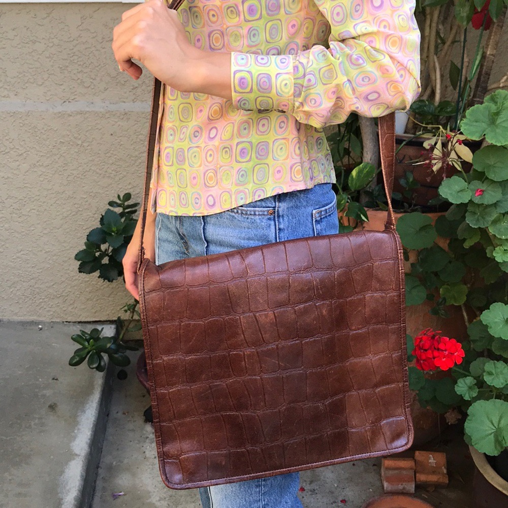 Vintage reddish brown Express leather bag